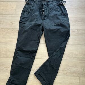 Black Straight-Leg Utility Pants with Waist Tabs